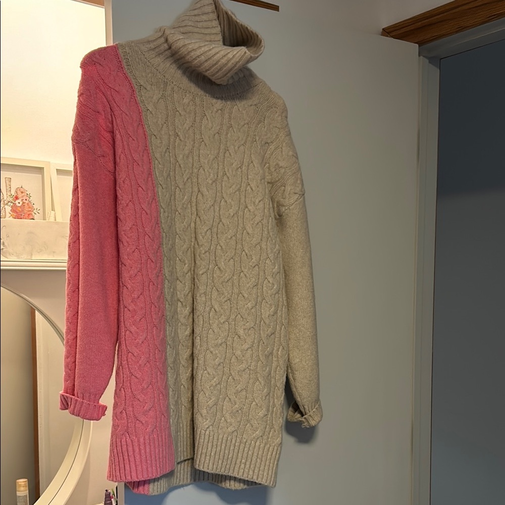 Jessica Simpson Two-Tone Cable Knit Turtleneck Sweater